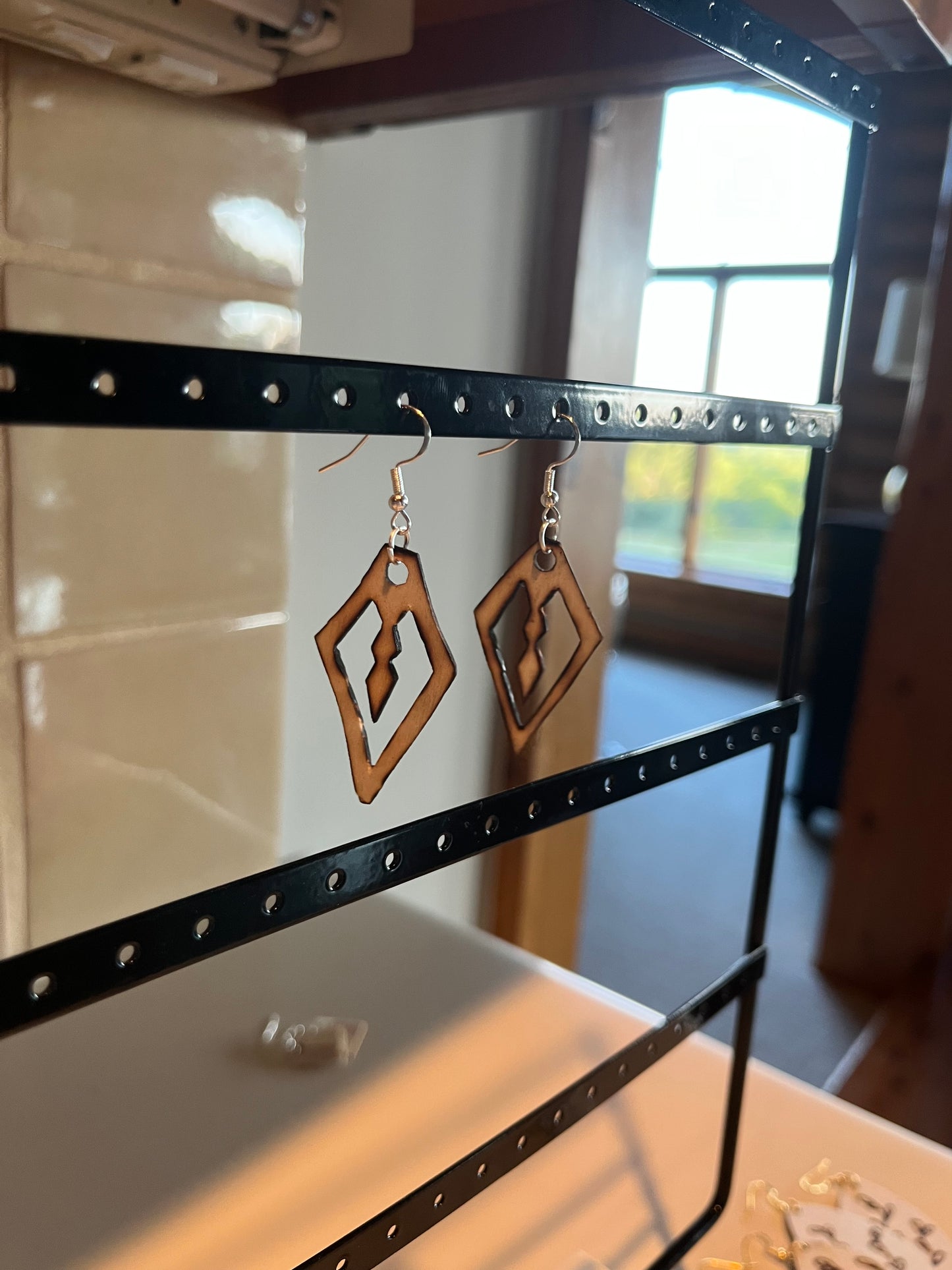 Large Carved Diamond Earring