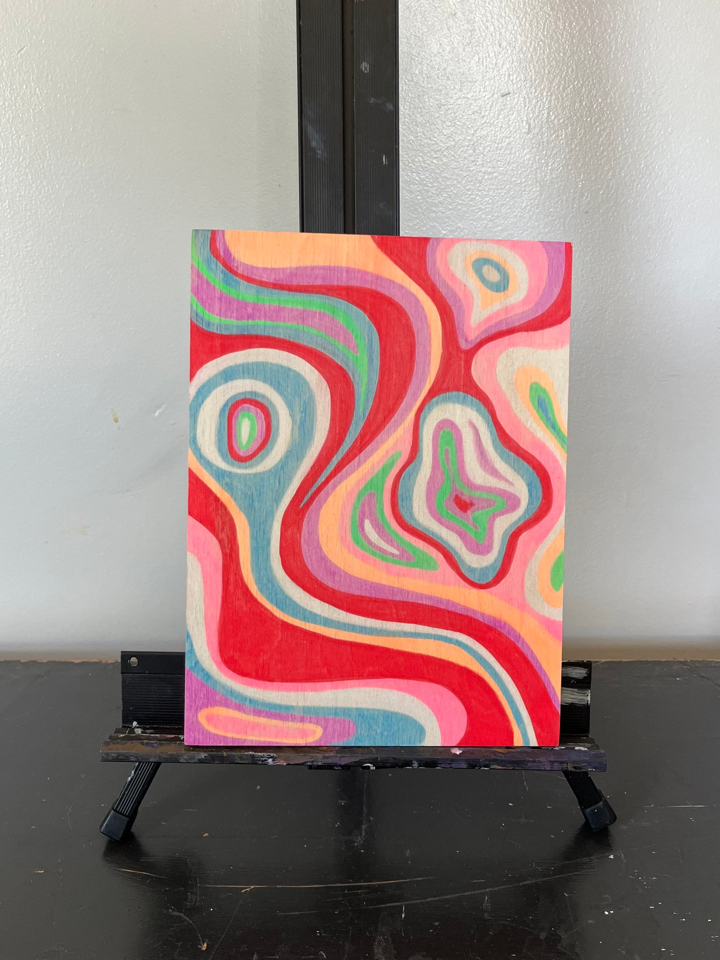 Abstract Pastel Wood Painting #3