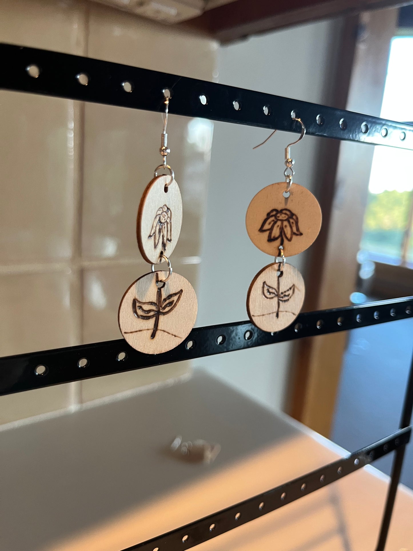 Large Two Piece Flower Earring