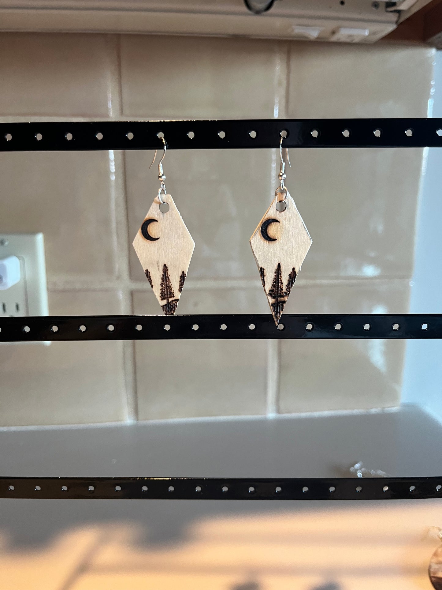 Trees at Night (Diamond) Large Earring