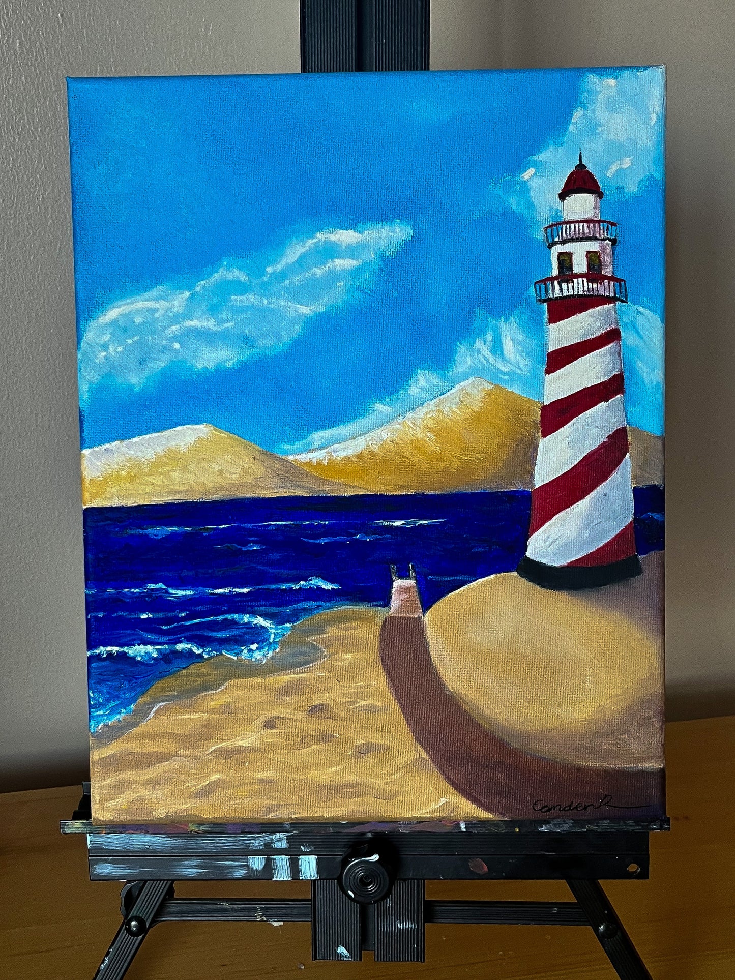 Lighthouse and Dunes small painting