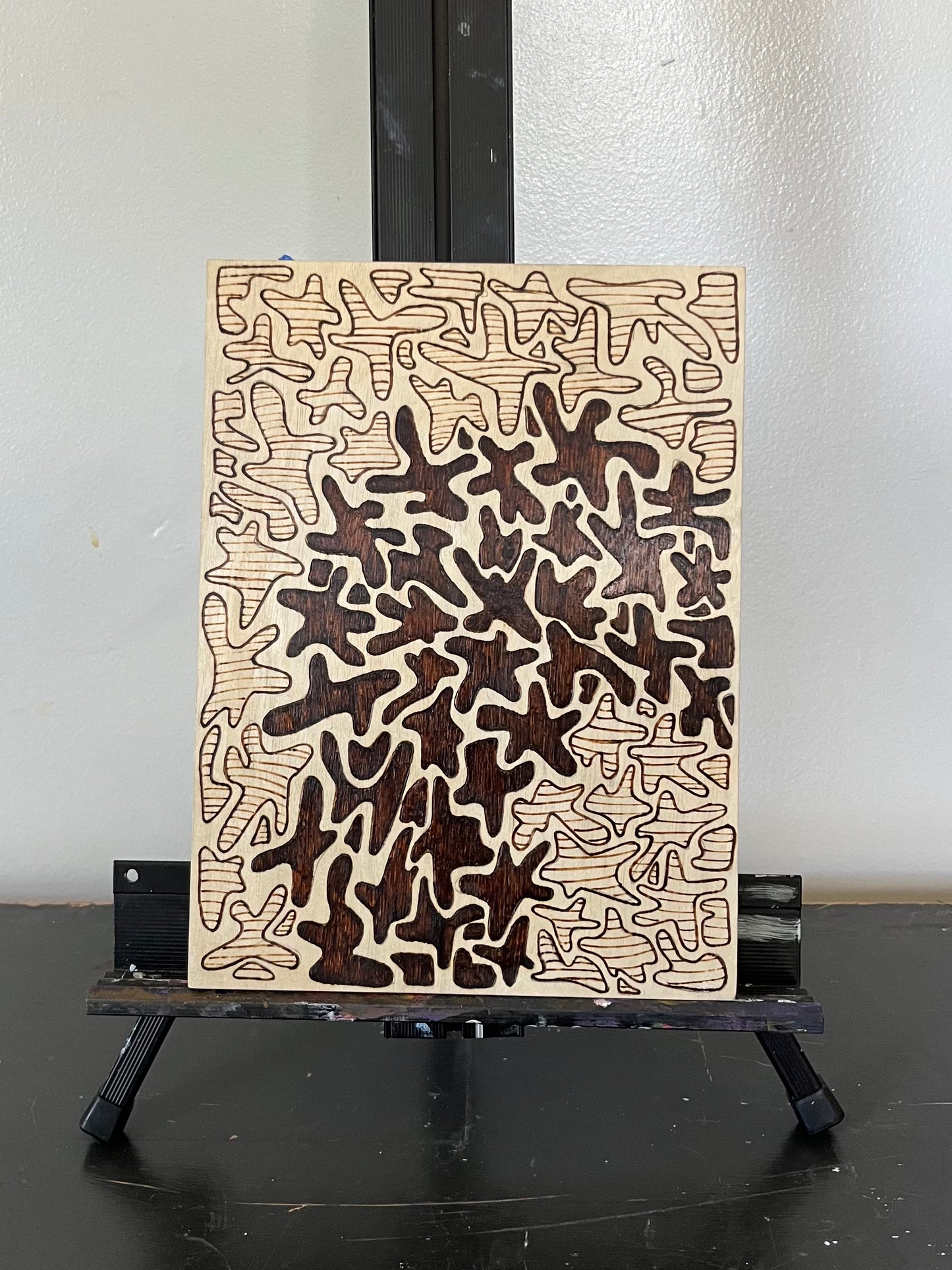 Abstract geometric wood burnt wave