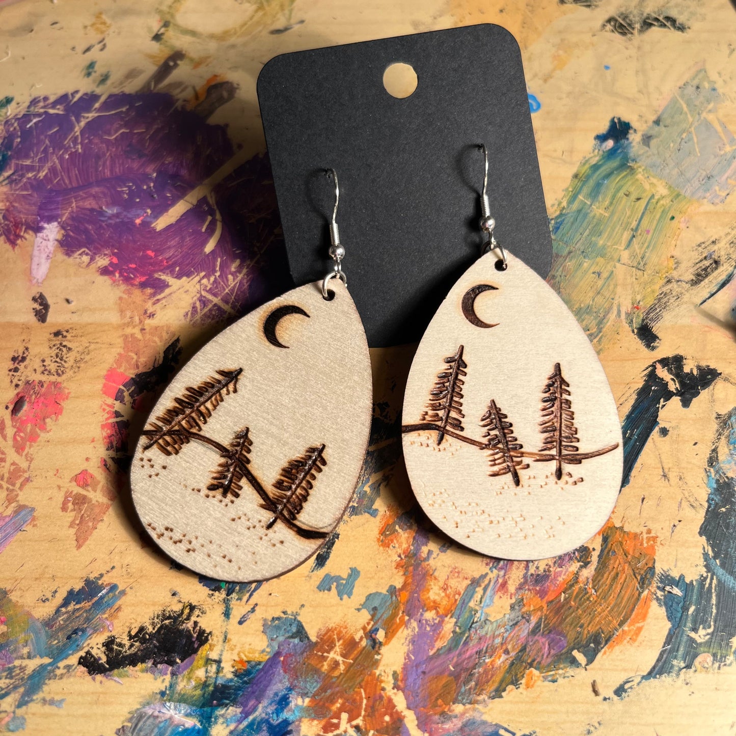 Trees at Night Large Earring (Teardrop) V2