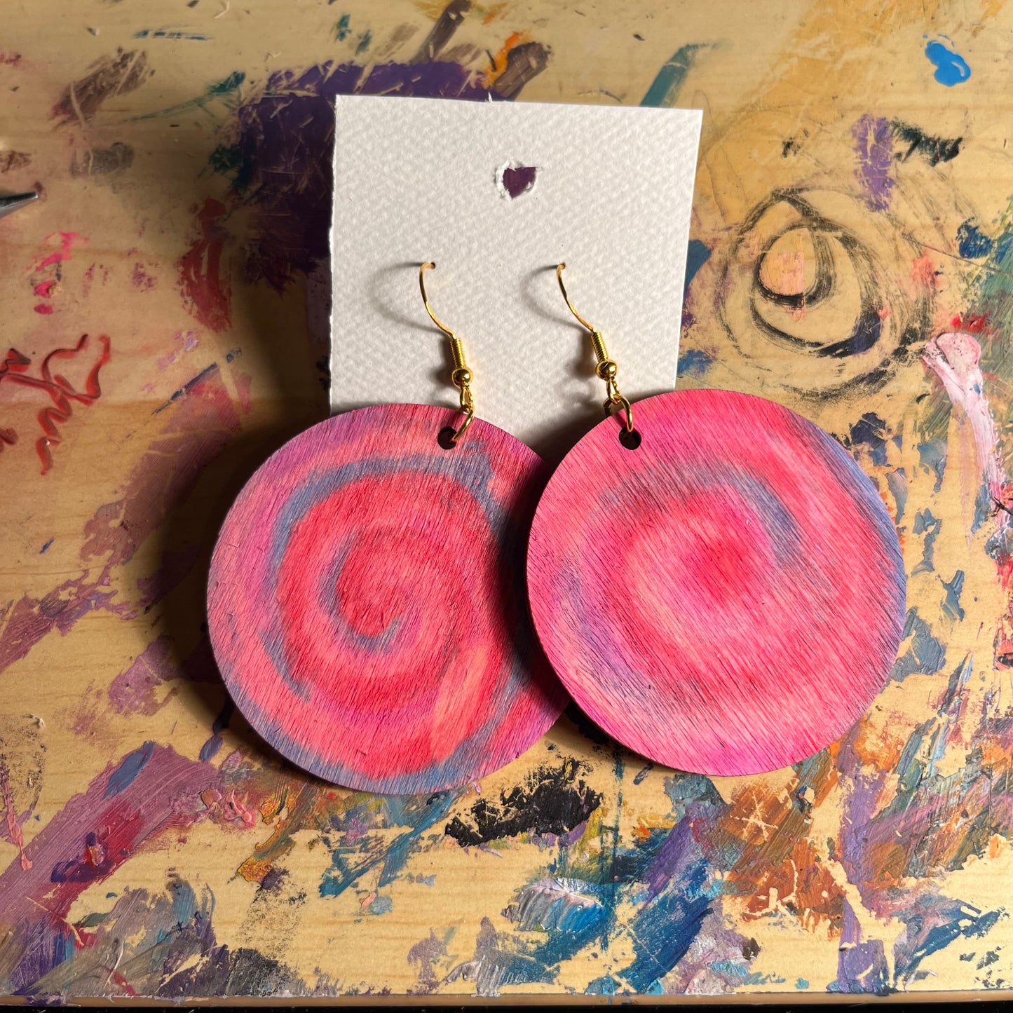 Tie dye swirl large earring