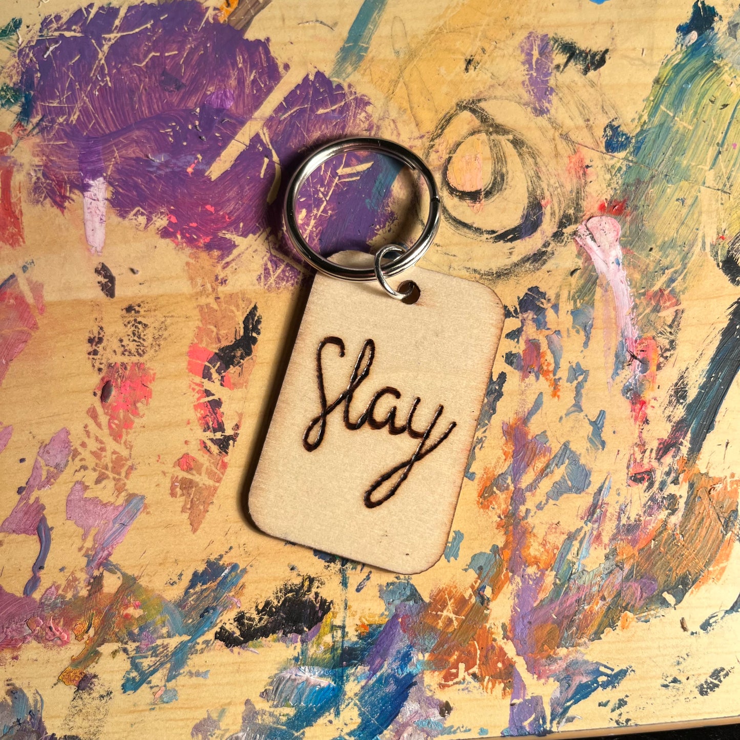 “Slay” Cursive Keychain