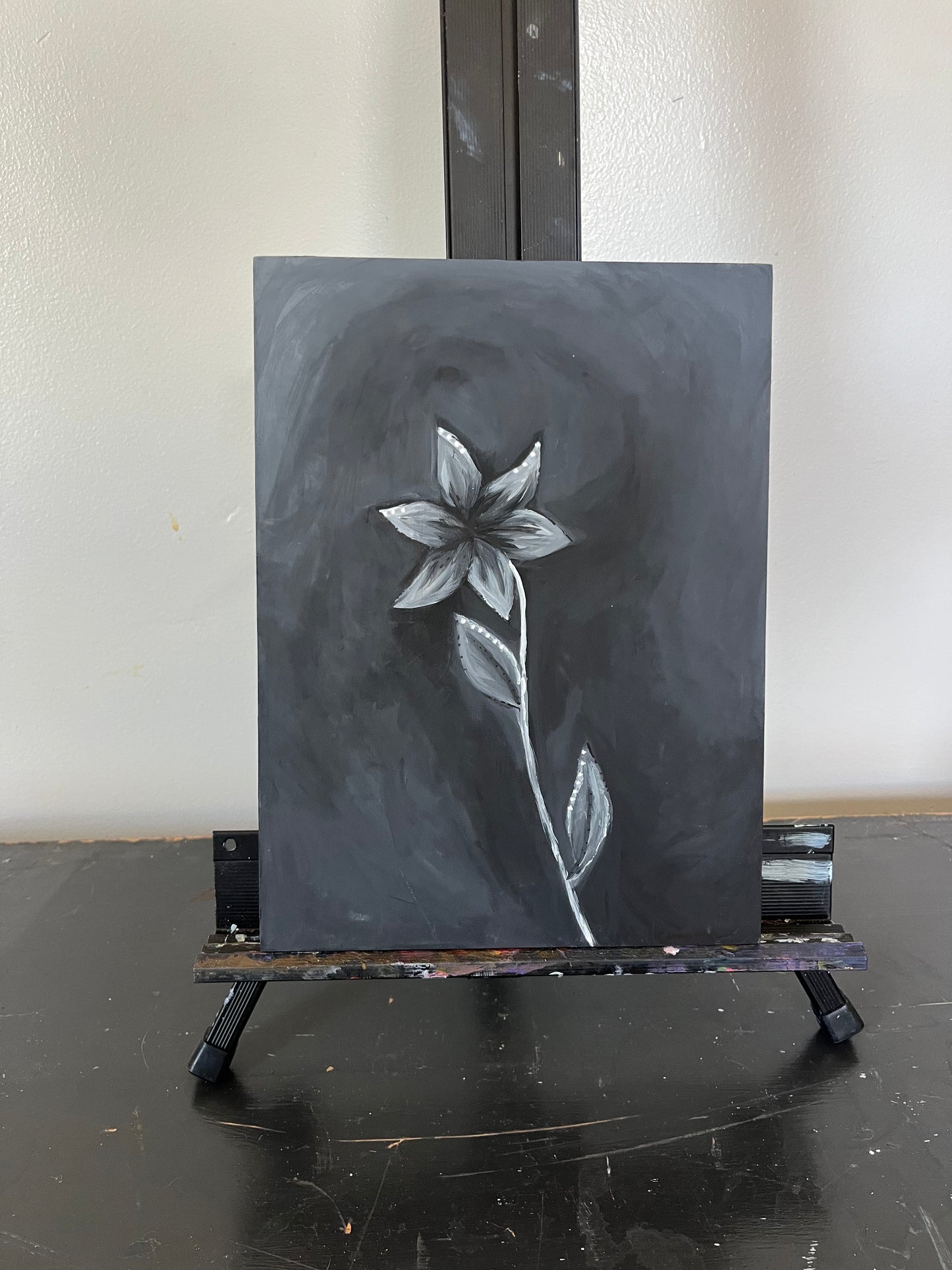 Single Flower Wood Small Painting