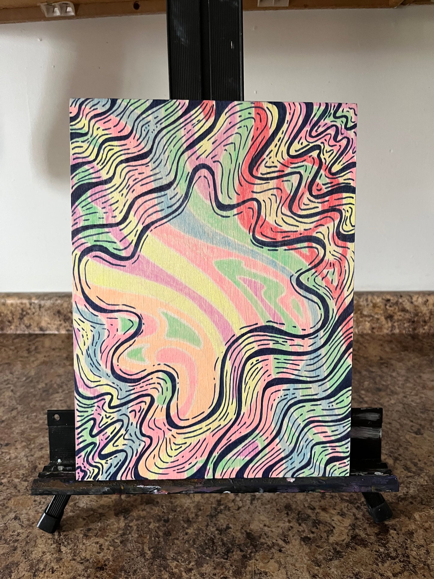 Abstract Pastel Wood Painting #2