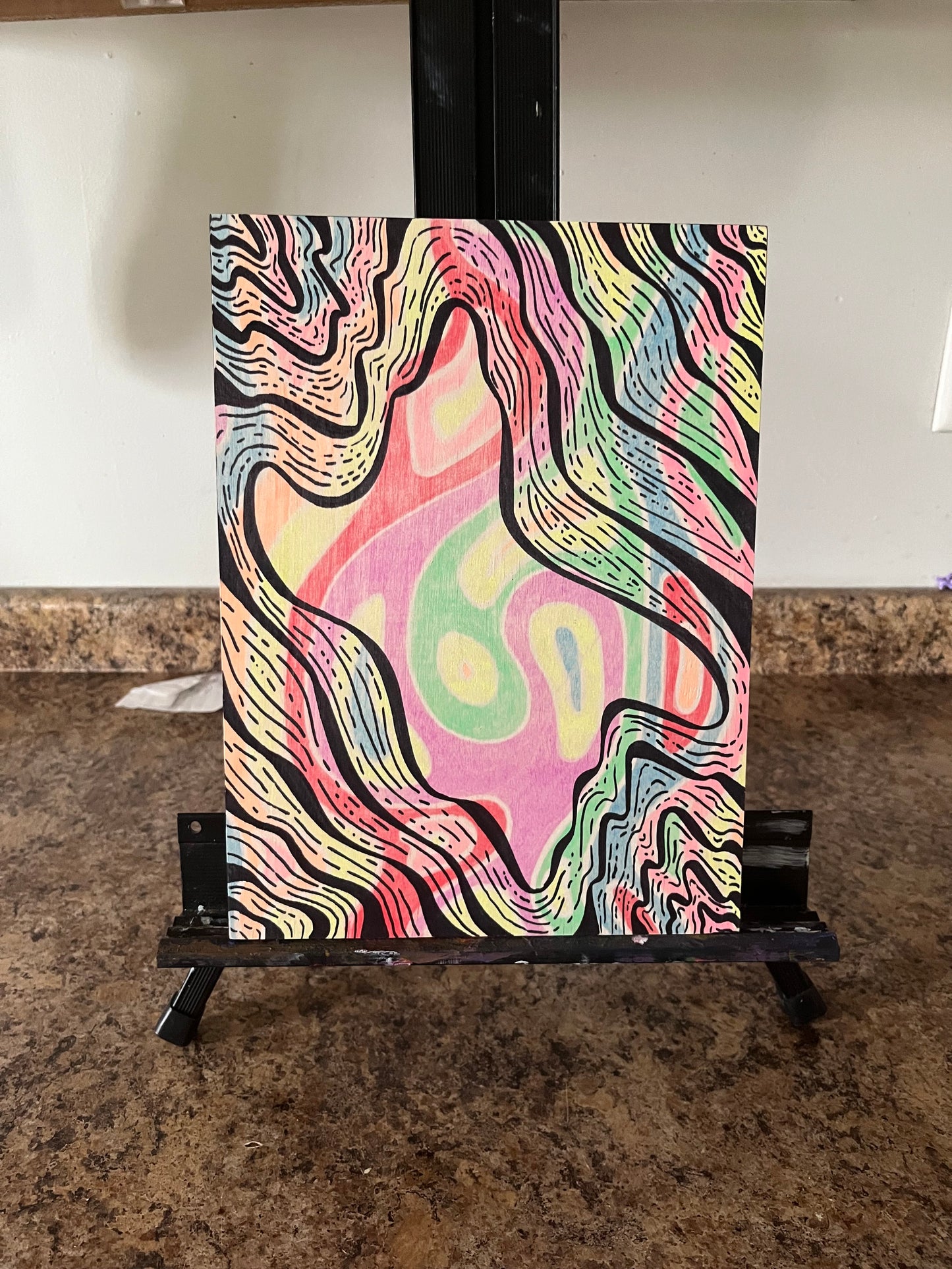 Abstract Pastel Wood Painting #1