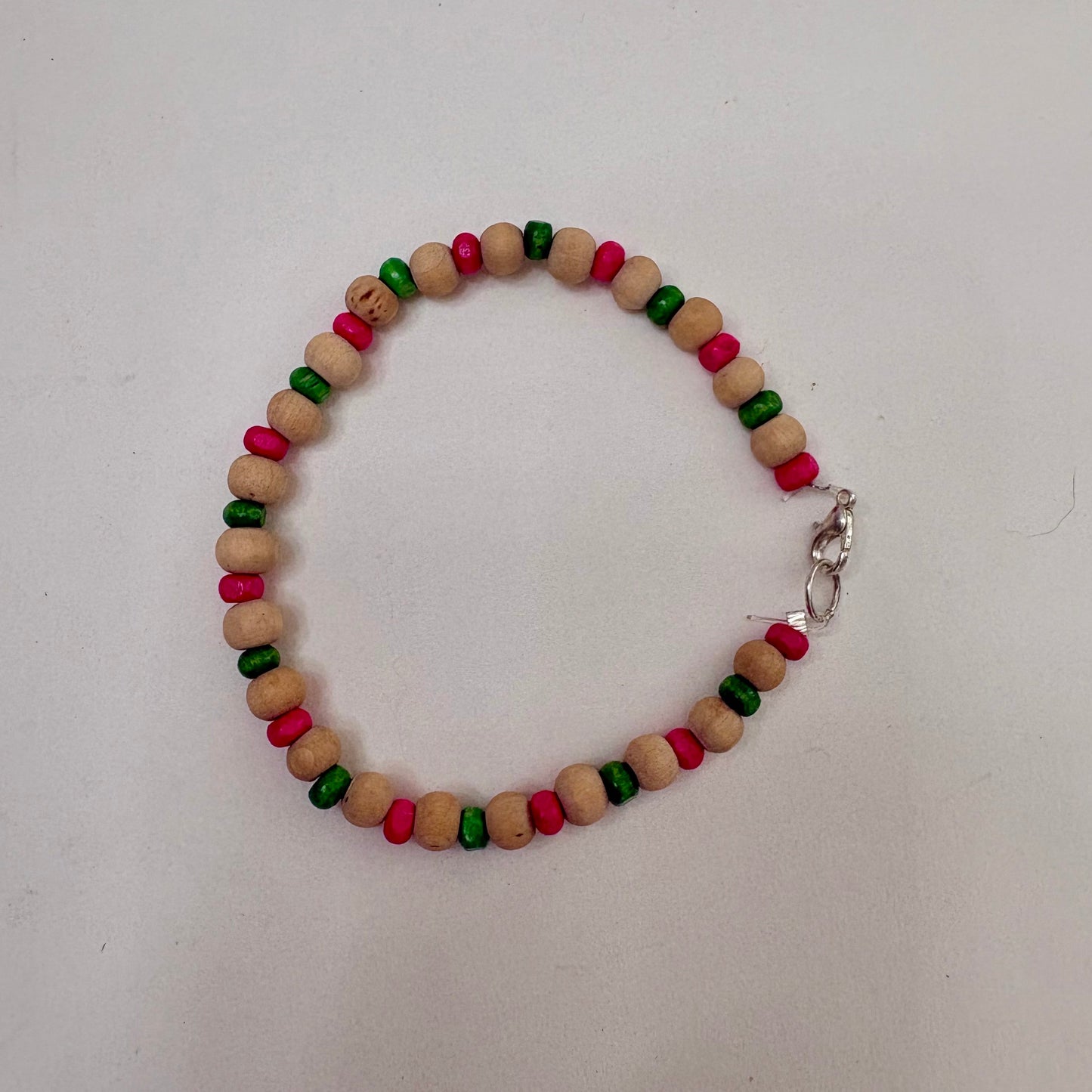 Pink and Green Patterned Bracelet