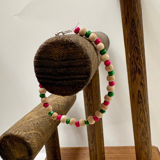 Pink and Green Patterned Bracelet